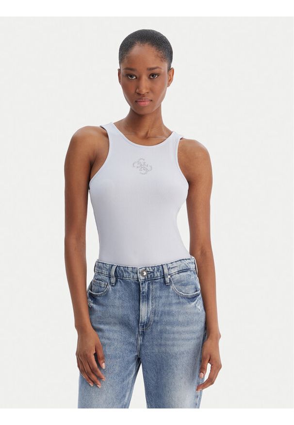 Guess Top W6RP39 KD092 Błękitny Regular Fit. Kolor: niebieski. Materiał: syntetyk