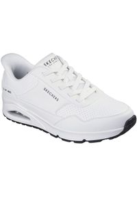 skechers - Buty sportowe męskie Skechers Uno banksia Luxe. Kolor: biały. Materiał: skóra ekologiczna, materiał #1