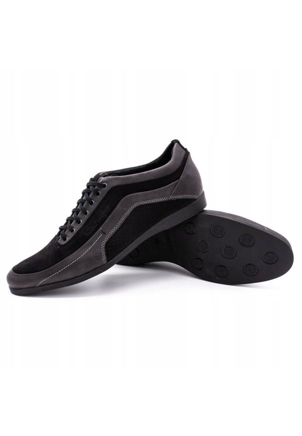 Polbut Buty męskie casual 2101P szary szare. Okazja: na co dzień. Kolor: szary. Materiał: skóra, syntetyk. Szerokość cholewki: normalna. Obcas: na płaskiej podeszwie. Styl: casual