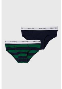 United Colors of Benetton slipy dziecięce 2-pack kolor zielony. Kolor: zielony. Materiał: bawełna. Długość: długie #1