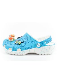 Klapki sandały chodaki damskie Crocs Smurfs Smerfy. Kolor: niebieski, wielokolorowy, biały. Materiał: materiał