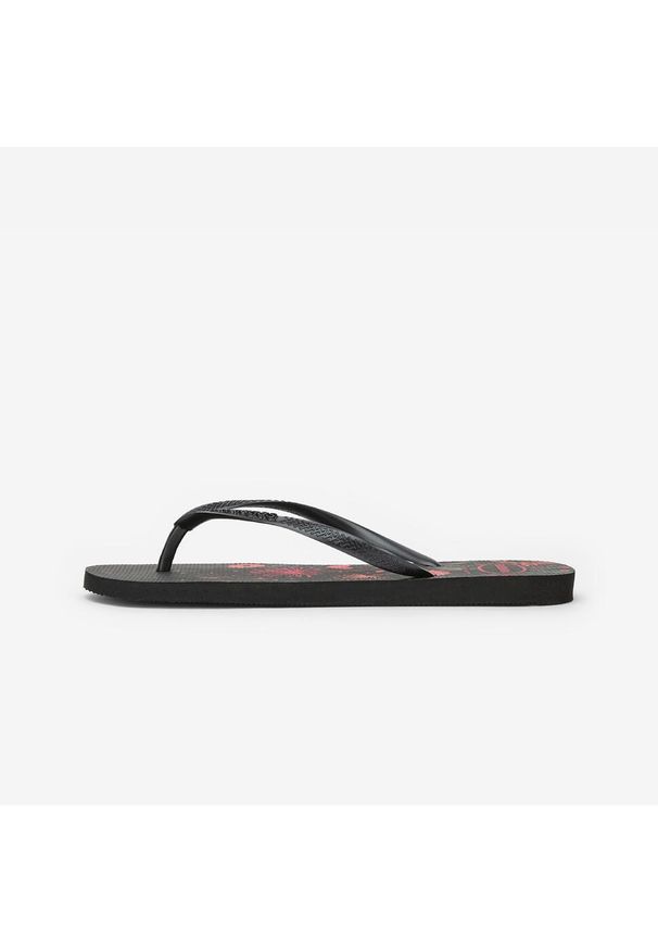 Japonki damskie Havaianas Slim Organic. Okazja: na plażę. Kolor: czarny, różowy, wielokolorowy. Materiał: kauczuk, syntetyk. Styl: sportowy