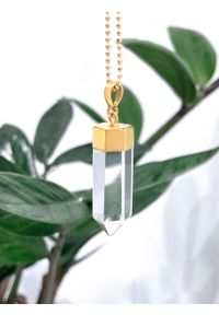 Brazi Druse Jewelry - Naszyjnik Kryształ Górski Obelisk złocony. Materiał: pozłacane, srebrne. Kamień szlachetny: kryształ #3