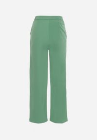 Born2be - Zielone Eleganckie Szerokie Spodnie z Gumką w Pasie Zapinane na Suwak Barcarola. Okazja: na co dzień. Kolor: zielony. Materiał: jedwab. Styl: elegancki #4