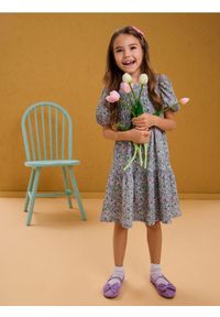 Sinsay - Sukienka w drobne kwiaty z marszczoną górą i bufkami - wielobarwny. Wzór: kwiaty #1