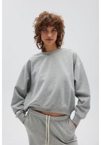 Marsala - Bluza damska typu oversize w kolorze LIGHT GREY MELANGE - PINEY-UNI. Materiał: bawełna, dresówka, poliester, dzianina. Wzór: melanż