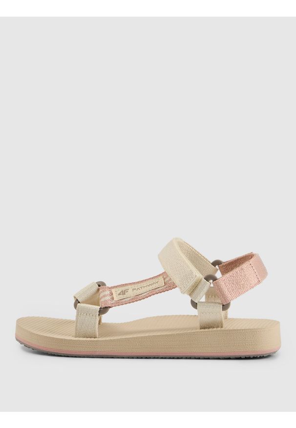 4f - 4F Sandały SVING dziewczęce - kremowe 38. Okazja: na co dzień, na spacer. Zapięcie: rzepy. Kolor: kremowy. Materiał: nylon, guma. Sezon: lato. Styl: młodzieżowy, retro, wakacyjny, casual