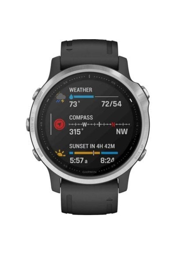 Zegarek sportowy GARMIN Fenix 6S Srebrno-czarny. Kolor: srebrny, czarny, wielokolorowy. Styl: sportowy