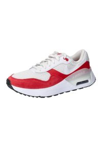 Buty do biegania męskie Nike Air Max Systm. Zapięcie: sznurówki. Kolor: czerwony, biały, wielokolorowy. Materiał: guma, tkanina, skóra. Szerokość cholewki: normalna. Model: Nike Air Max. Sport: bieganie