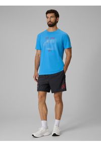 4f - 4F T-shirt regular z nadrukiem męski - niebieski S. Okazja: na co dzień. Kolor: niebieski. Materiał: materiał. Wzór: nadruk. Styl: casual, sportowy #2
