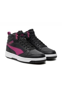 Buty do chodzenia dla dzieci Puma Rebound V6 Mid Wtr J. Zapięcie: sznurówki. Kolor: czarny. Materiał: materiał, syntetyk, tkanina. Szerokość cholewki: normalna. Sport: turystyka piesza