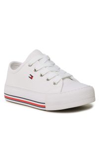 TOMMY HILFIGER - Trampki Tommy Hilfiger Low Cut Lace-Up Sneaker T3A9-32677-0890 M White 100. Kolor: biały. Materiał: materiał