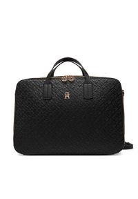 TOMMY HILFIGER - Tommy Hilfiger Torba na laptopa Th Icon Laptop Bag Mono AW0AW18003 Czarny. Kolor: czarny. Materiał: skóra