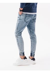 Ombre Clothing - Spodnie męskie jeansowe joggery P1027 - jasnoniebieskie - XXL. Kolor: niebieski. Materiał: jeans. Styl: klasyczny #3