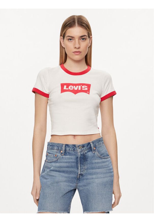 Levi's® T-Shirt Graphic Ringer A3523-0061 Biały Slim Fit. Kolor: biały. Materiał: bawełna