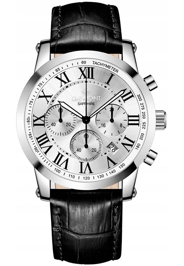 Zegarek Giewont Zegarek Męski Giewont Chronograph Sapphire Srebrny GW6260-A1. Kolor: srebrny