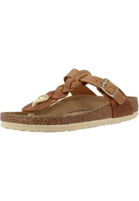 Japonki damskie Birkenstock Gizeh. Kolor: brązowy. Materiał: guma, materiał, skóra, syntetyk
