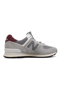 Buty do chodzenia męskie New Balance U574KGN. Zapięcie: sznurówki. Kolor: szary. Materiał: skóra, syntetyk, tkanina, materiał. Szerokość cholewki: normalna. Model: New Balance 574. Sport: turystyka piesza