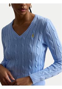 Polo Ralph Lauren Sweter 211971870514 Niebieski jasny Slim Fit. Typ kołnierza: polo. Kolor: niebieski. Materiał: bawełna #6