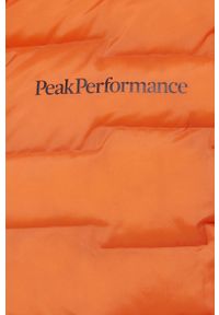 Peak Performance Bezrękawnik męski kolor pomarańczowy przejściowy. Okazja: na co dzień. Kolor: pomarańczowy. Materiał: tkanina, włókno, puch, materiał. Długość rękawa: bez rękawów. Wzór: ze splotem. Styl: casual #6