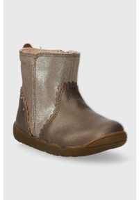 Geox botki skórzane dziecięce kolor brązowy. Nosek buta: okrągły. Zapięcie: rzepy. Kolor: brązowy. Materiał: skóra #3