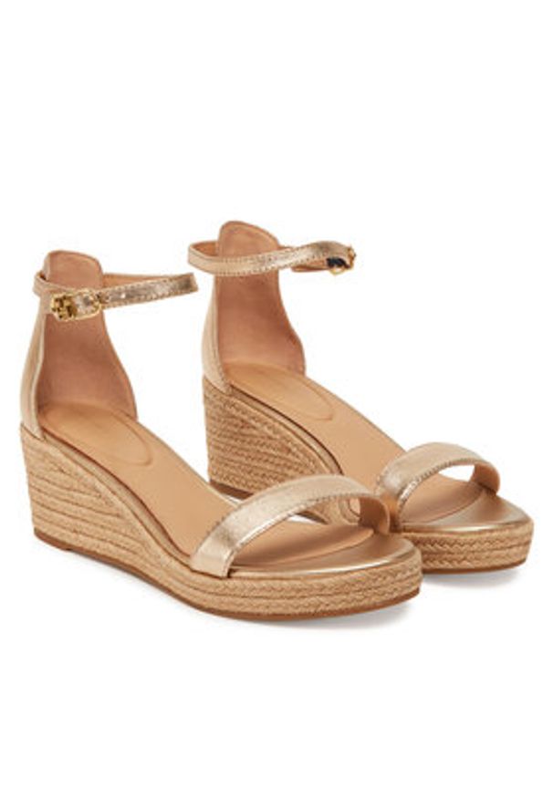 TOMMY HILFIGER - Tommy Hilfiger Espadryle Th Metallic Mid Wedge Espadrille FW0FW08663 Złoty. Kolor: złoty. Materiał: skóra