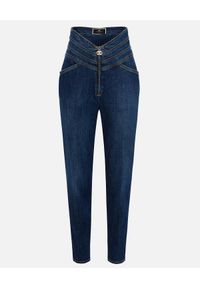 Elisabetta Franchi - ELISABETTA FRANCHI - Granatowe jeansy z wysokim stanem. Stan: podwyższony. Kolor: niebieski. Wzór: haft #4