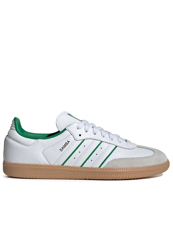 Adidas - Buty adidas Originals Samba OG JI2044 - białe. Okazja: na co dzień. Zapięcie: sznurówki. Kolor: biały. Materiał: zamsz, skóra, syntetyk, guma. Szerokość cholewki: normalna