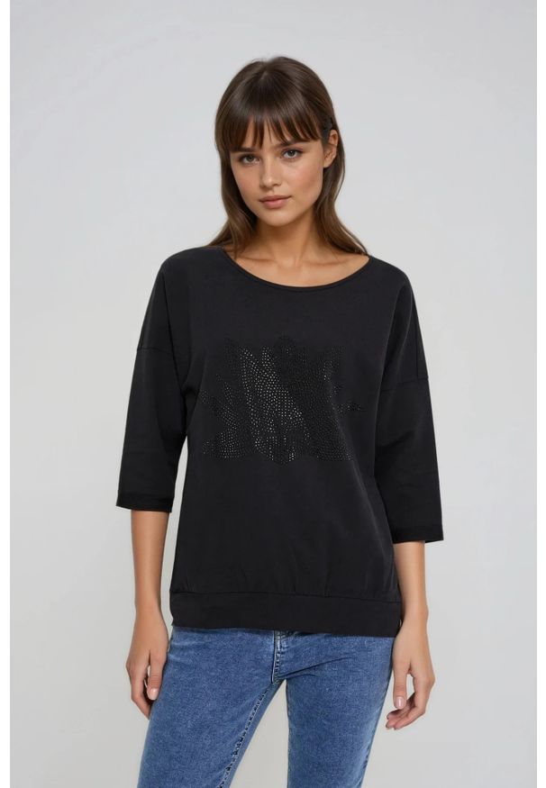 MOODO - Bluza z bawełny czarna. Kolor: czarny. Materiał: bawełna