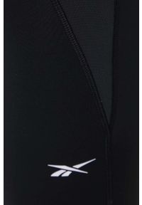 Reebok legginsy treningowe Lux Perform HB2024 damskie kolor czarny gładkie. Kolor: czarny. Materiał: skóra, dzianina, materiał. Wzór: gładki. Sport: fitness