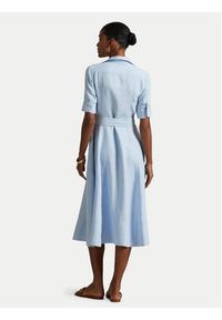 Polo Ralph Lauren Sukienka koszulowa 211969139001 Błękitny Regular Fit. Typ kołnierza: polo. Kolor: niebieski. Materiał: len. Typ sukienki: koszulowe #5