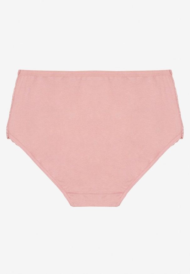 Born2be - Różowe Bawełniane Majtki Figi z Koronką Idiana. Kolekcja: plus size. Kolor: różowy. Materiał: koronka, bawełna. Wzór: koronka