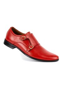 Olivier Skórzane buty wizytowe Monki 287LU czerwone. Zapięcie: sznurówki. Kolor: czerwony. Materiał: skóra. Wzór: aplikacja, gładki. Obcas: na obcasie. Styl: wizytowy. Wysokość obcasa: średni #8
