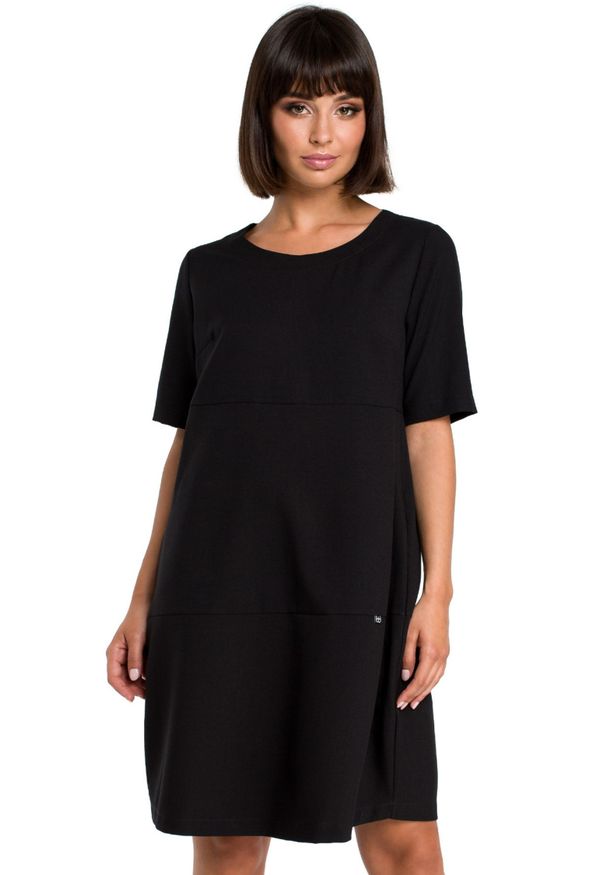 Be Active - Lniana sukienka na lato bombka oversize z kieszeniami czarna. Okazja: na co dzień, do pracy, na spacer. Kolor: czarny. Materiał: len. Sezon: lato. Typ sukienki: bombki, oversize. Styl: casual