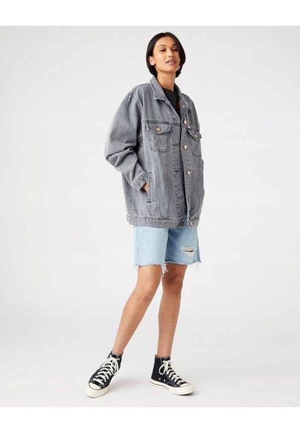 Wrangler - WRANGLER HERITAGE JACKET DAMSKA KURTKA JEANSOWA STORM BLACK W4364442V 112146050. Materiał: jeans