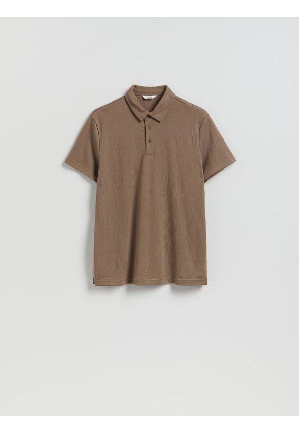 Reserved - Koszulka polo slim - beżowy. Typ kołnierza: polo. Kolor: beżowy. Materiał: bawełna, dzianina