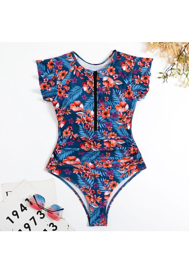 Intica - Strój kąpielowy z rękawkiem i ochroną UV na plażę i basen Sandalia. Kolor: wielokolorowy