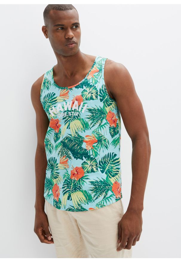 bonprix - Tank top. Kolor: niebieski. Wzór: nadruk