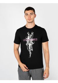 Les Hommes T-Shirt "Skeleton" | LBT1025700P | Mężczyzna | Czarny. Okazja: na co dzień. Kolor: czarny. Materiał: bawełna, elastan. Wzór: nadruk. Styl: casual