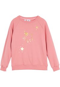 bonprix - Bluza z czystej bawełny. Kolor: różowy. Materiał: bawełna. Wzór: aplikacja #1