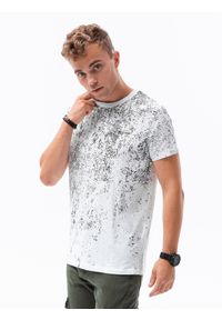 Ombre Clothing - T-shirt męski z nadrukiem - biały V1 S1679 - XXL. Kolor: biały. Materiał: bawełna. Wzór: nadruk #4