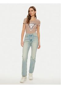 Guess T-Shirt W5RI22 J1314 Brązowy Regular Fit. Kolor: brązowy. Materiał: bawełna