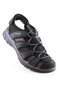 Sandały komfortowe męskie zabudowane czarne Rieker 26770-00. Kolor: czarny #3