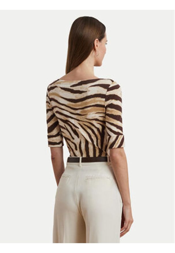Lauren Ralph Lauren - LAUREN RALPH LAUREN Bluzka 200971095001 Beżowy Slim Fit. Kolor: beżowy. Materiał: bawełna