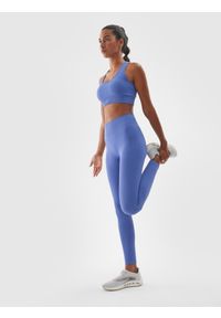 4f - 4F Legginsy treningowe bezszwowe z wysokim stanem damskie - granatowe M/L. Stan: podwyższony. Kolor: niebieski. Materiał: materiał, dzianina, syntetyk, włókno, elastan. Wzór: jednolity. Sport: fitness