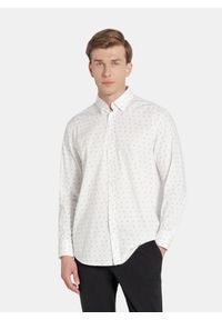 Pako Lorente - PAKO LORENTE - Biała koszula męska paisley. Kolor: biały. Materiał: bawełna, elastan. Długość rękawa: długi rękaw. Długość: długie. Wzór: paisley. Sezon: jesień #1