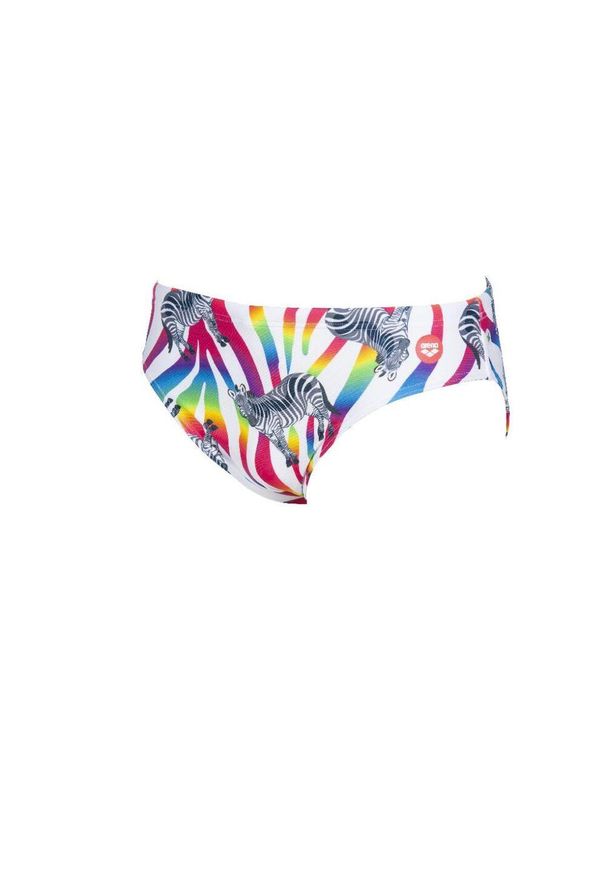 Kąpielówki slipy męskie na basen Arena Crazy Zebras Brief. Kolor: biały, niebieski, różowy, wielokolorowy