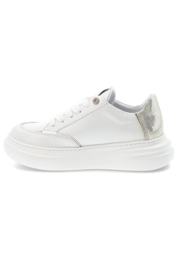 CheBello - Białe Sneakersy Chebello Wygodne Obuwie Damskie. Zapięcie: sznurówki. Kolor: biały. Materiał: skóra. Styl: klasyczny, sportowy, elegancki