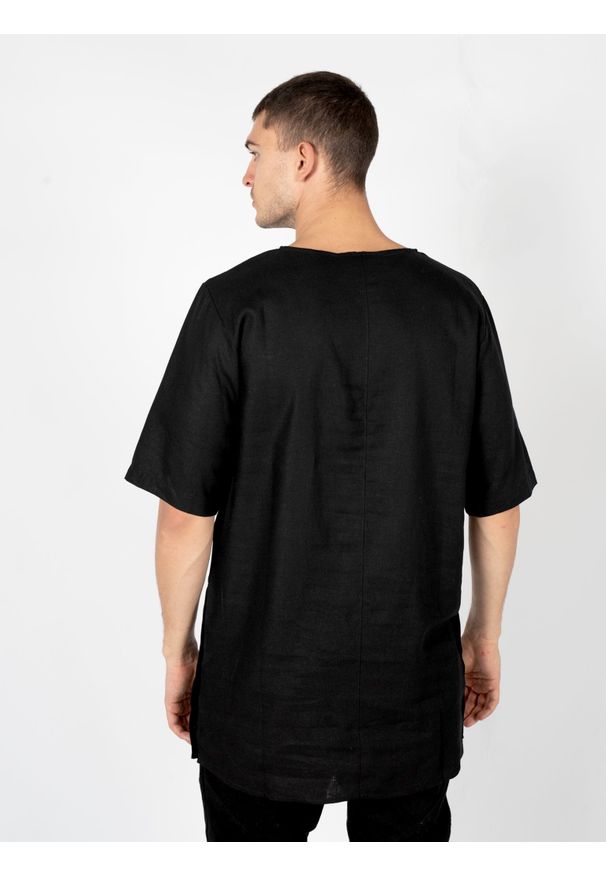 La Haine Inside Us T- Shirt "Over" | 3M LM097 | Mężczyzna | Czarny. Kolor: czarny. Materiał: len, wiskoza. Długość: długie. Styl: klasyczny