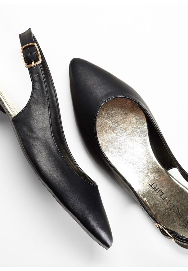 bonprix - Baleriny z paskiem na pięcie. Zapięcie: pasek. Kolor: czarny